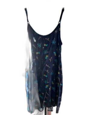 Torrid Navy Tropical Print Midi Dress with Teal and Yellow Accents, ntw xl